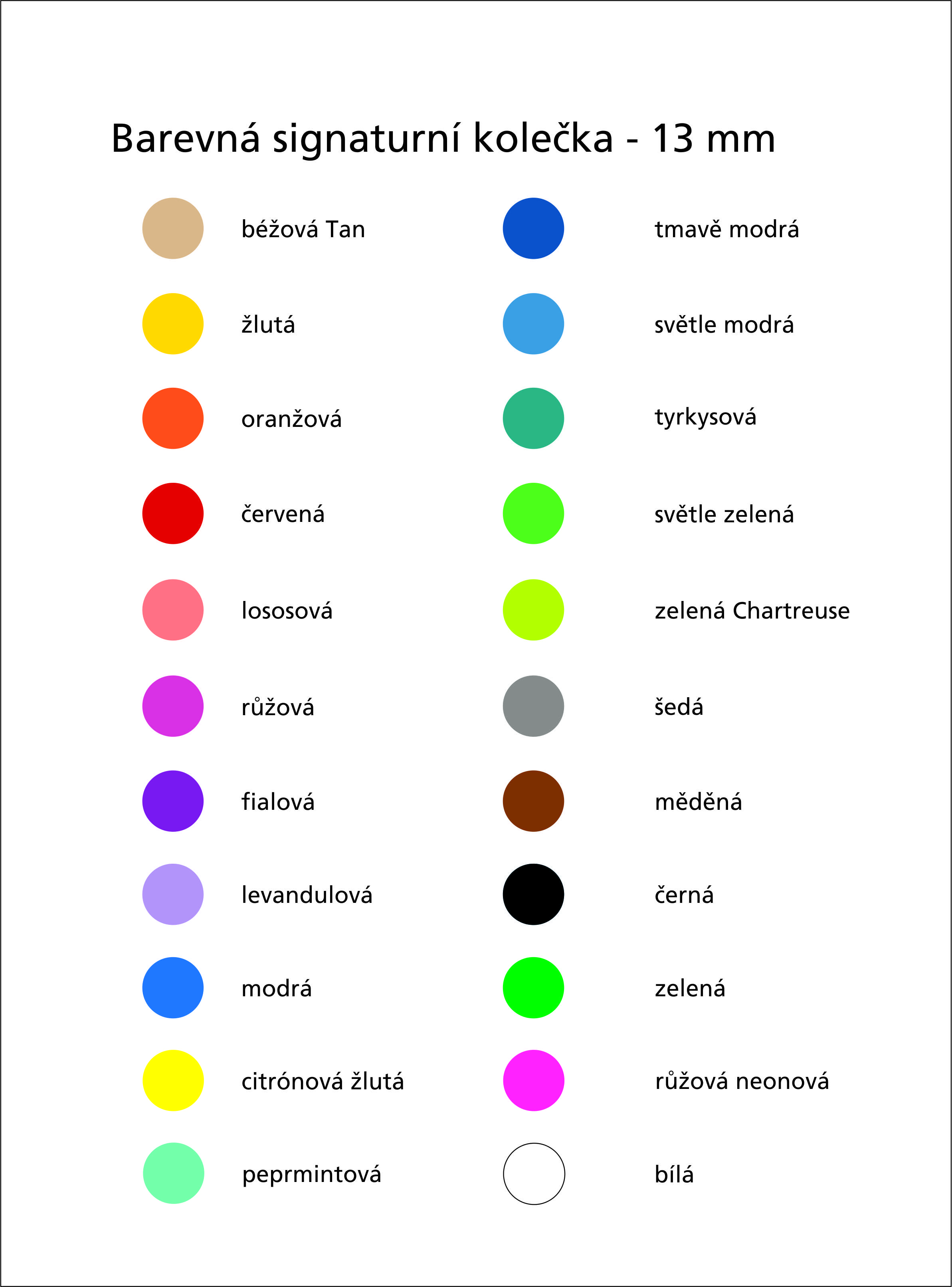 Barevná signaturní kolečka - 13 mm