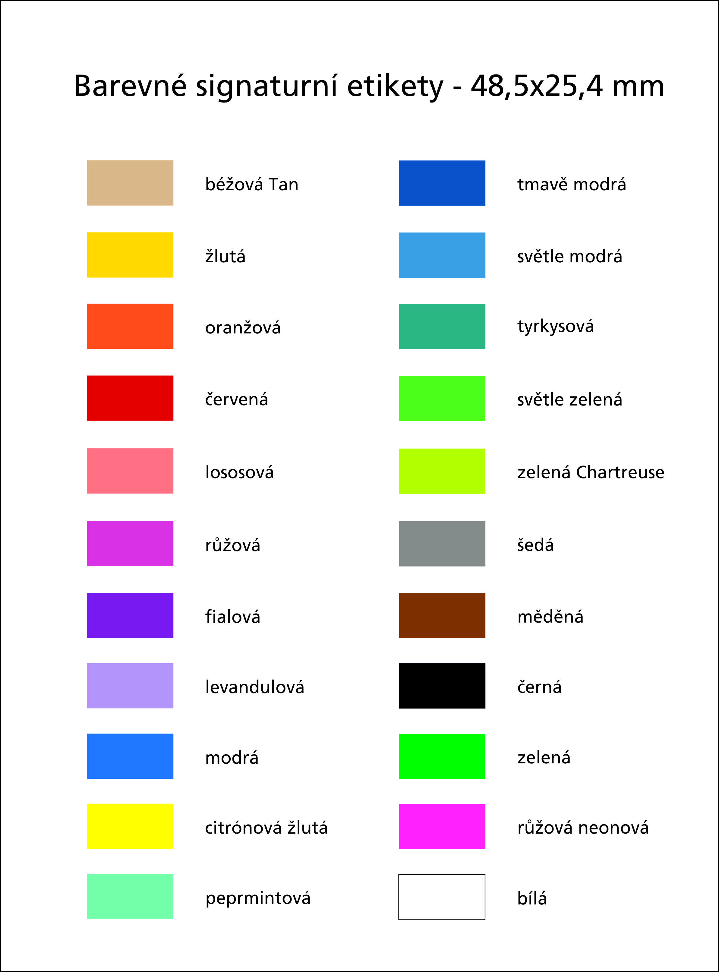 Barevné signaturní etikety - 45,8 x 25,4 mm