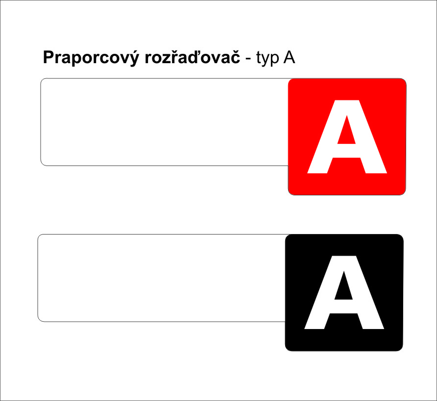 Regálový rozřaďovač praporcový - typ A